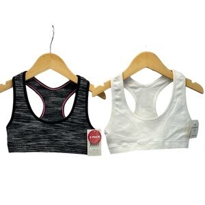 Maidenform Girls 2-pack Seamless Sports Bra - White Black - size Small